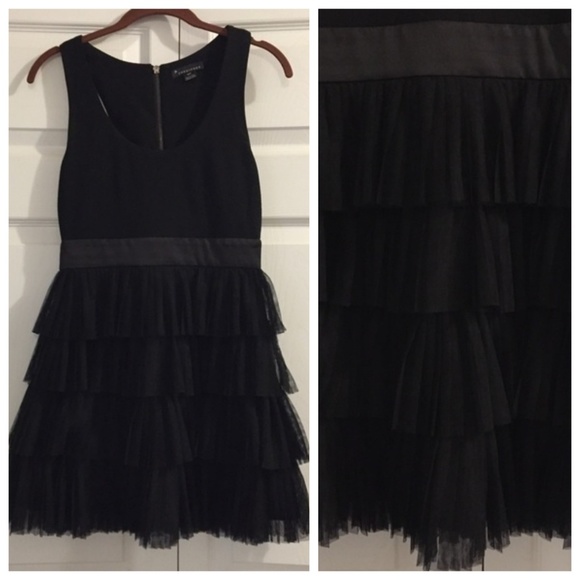 Forever 21 Dresses & Skirts - Tulle Ruffles Black Tank Style Exposed Back Zipper Dress Sz S